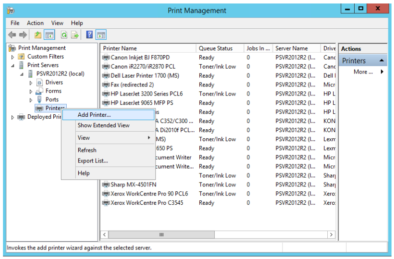 Print Management Guide Windows Server 2012 R2 PrinterLogic